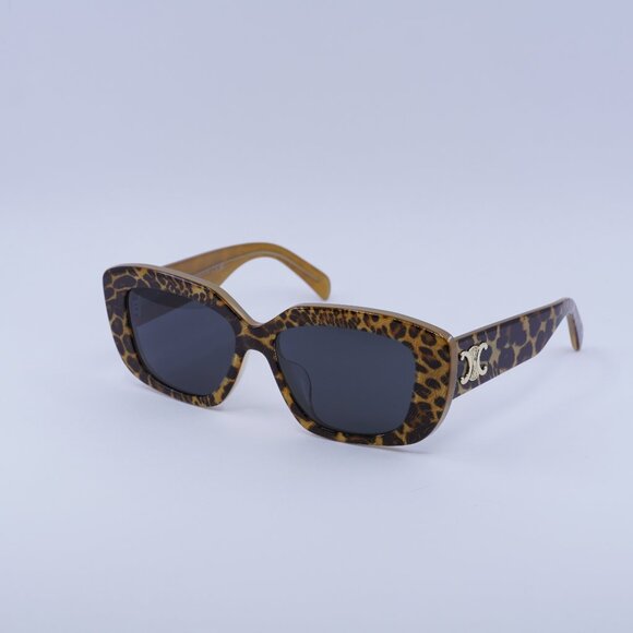🕶️ New Celine CL40216U 99A Sunglasses - Shiny Leopard Print Frame, Grey Lenses